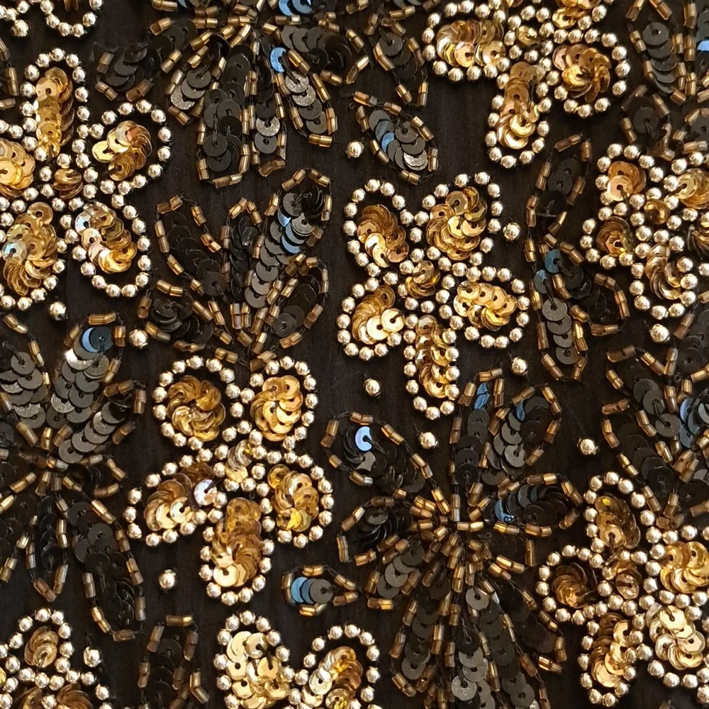 Vintage Laurence Kazar sequin beaded Dress Womens Size Small  Black Formal Maxi - Picture 8 of 15